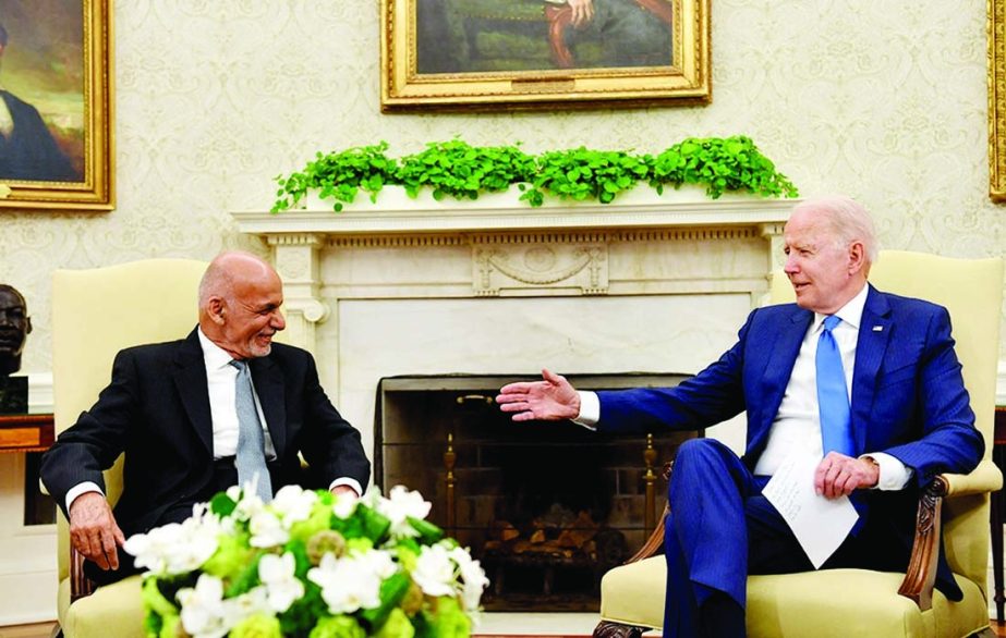 President of Afghanistan Ashraf Ghani meets with US President Joe Biden in Washington, DC on Friday.