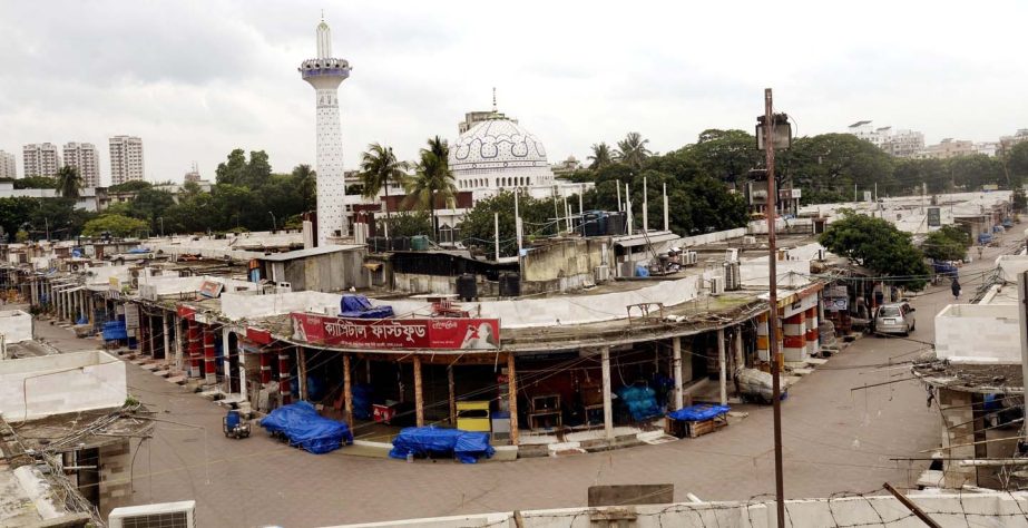 All the shops in the city's New Market remain closed due to lockdown. The snap was taken on Monday.