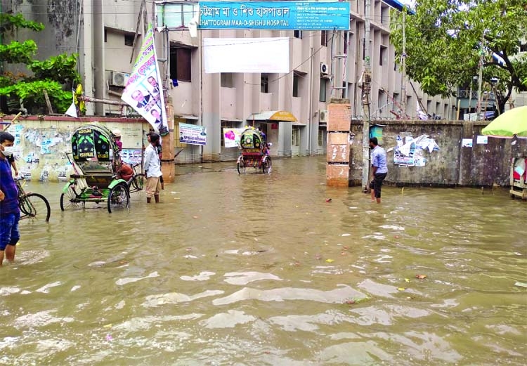 People face immense sufferings as the low-lying areas of Chattogram city go under ankle to knee-deep water following heavy downpour for the last couple of days.