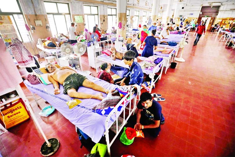 Patients suffering from 'black fungus' seen inside a hospital ward in Ahmedabad, India.