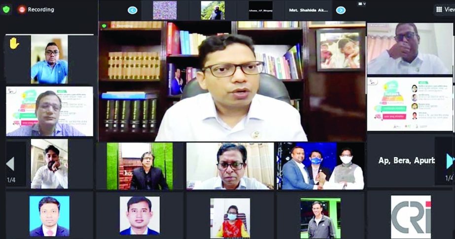 State Minister for ICT Zunaid Ahmed Palak joins virtual platform on the declaration of the names of winners of Mujib Olympiad on Monday marking Mujib Year.