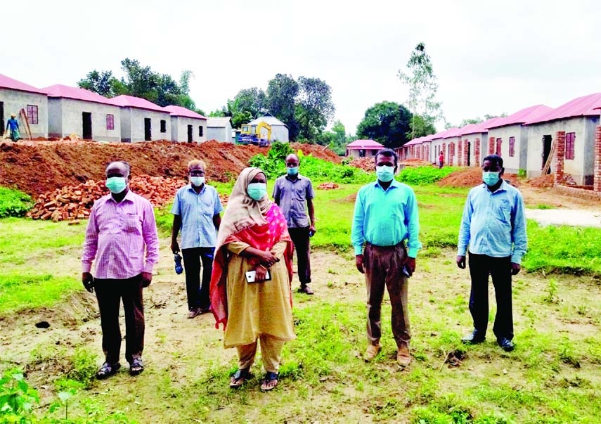 Additional district magistrate of Mymensing Ayesha Haque on Saturday visits homes being built under Asrayan Project of the government at Fulbaria in the district which are expected to be handed over soon to 70 homeless families at the second phase. The ph