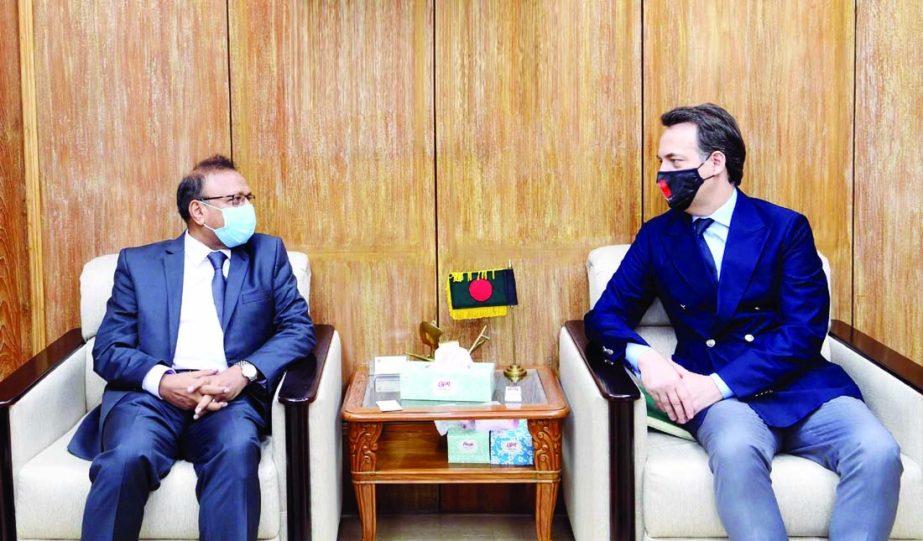 Italian Ambassador to Bangladesh Enrico Nunziata calls on Local Government Minister Md. Tajul Islam at his Ministry office on Sunday.