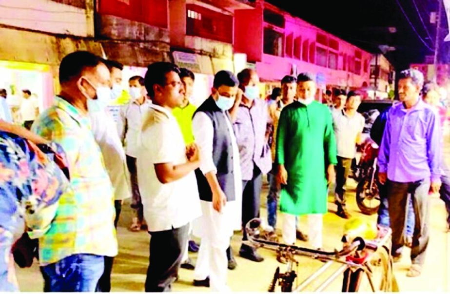 Newly elected Mayor of Raozan Pauroshova Jamiruddin Parvez accompanied by councilors inspects a clean-up program of the municipality launched recently.