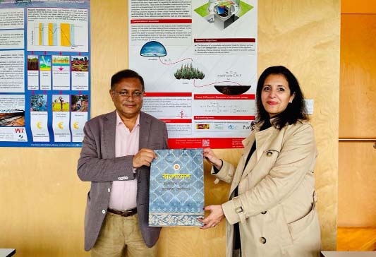Information and Broadcasting Minister Dr Hasan Mahmud calls on Climate, Environment, Sustainable Development and Green Deal Minister of the Kingdom of Belgium Ms Zakia Khattabi at Centre for Environmental Science of Hasselt University in Maasmechelen on F