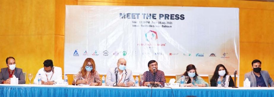 Md. Monzur Alam Sikder, Chairman of Alesha Mart, a concern of Alesha Holdings Limited, speaking at a press conference at a hotel in the capital on Sunday. Chairman of the company briefs the media about the ongoing unrest of the e-commerce sector including