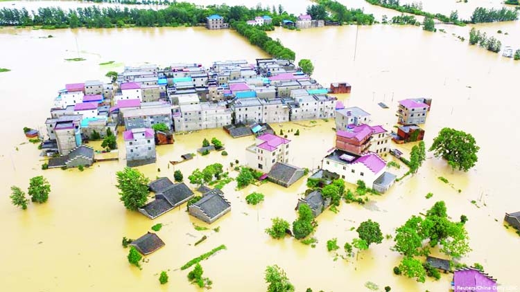 A vast area of China went under water in the recent flood.