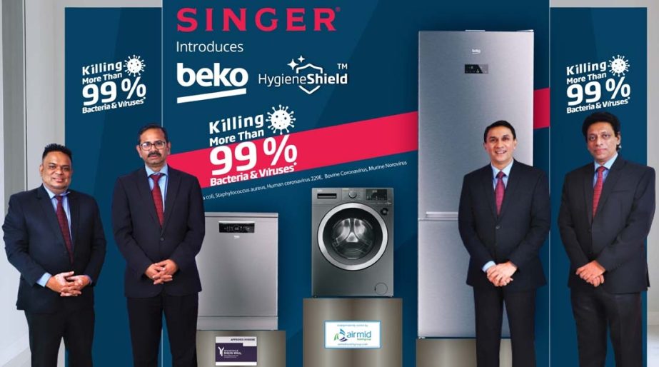 MHM Fairoz, CEO of SINGER BD, poses for photograph after inaugurating the Beko Hygiene Shield Appliances at its head office in the capital recently. The Appliances will kill more than 99% of bacteria and viruses, including Covid-19. Senior executives of t