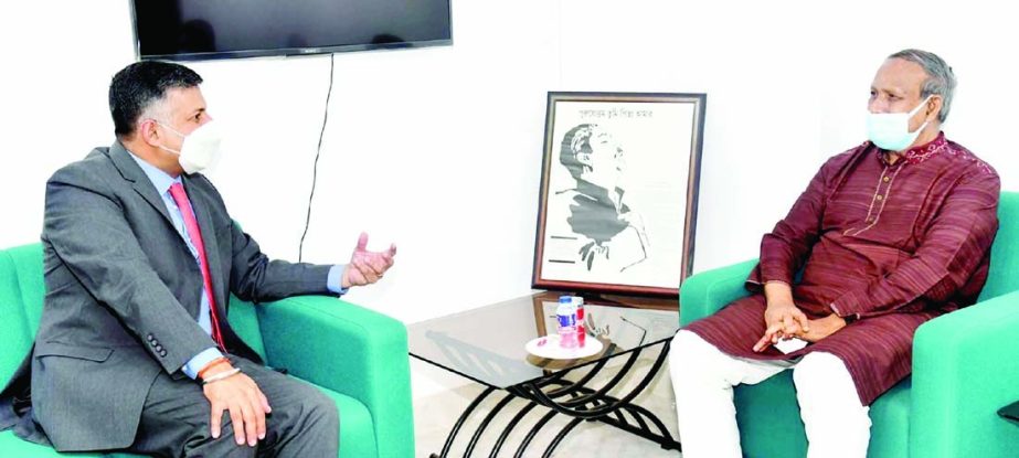 Indian High Commissioner to Bangladesh Vikram Kumar Doraiswami calls on Science and Technology Minister Yafesh Osman at the latter's office of the ministry on Tuesday.