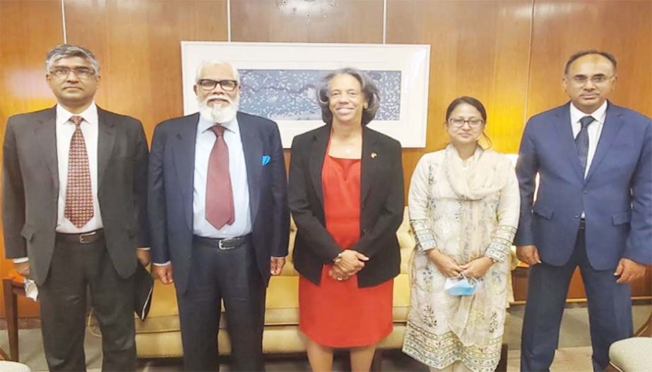 Salman F Rahman at a meeting with Marcia Bernicat at the US Department of State in Washington, DC on Tuesday.