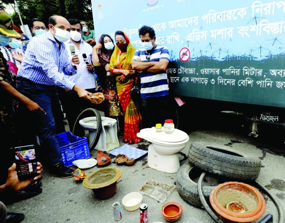 DNCC Mayor Atiqul Islam inaugurates mosquitoe elimination drive in the city's Mohammadpur on Wednesday with a view to resisting dengue and chikunguniya diseases