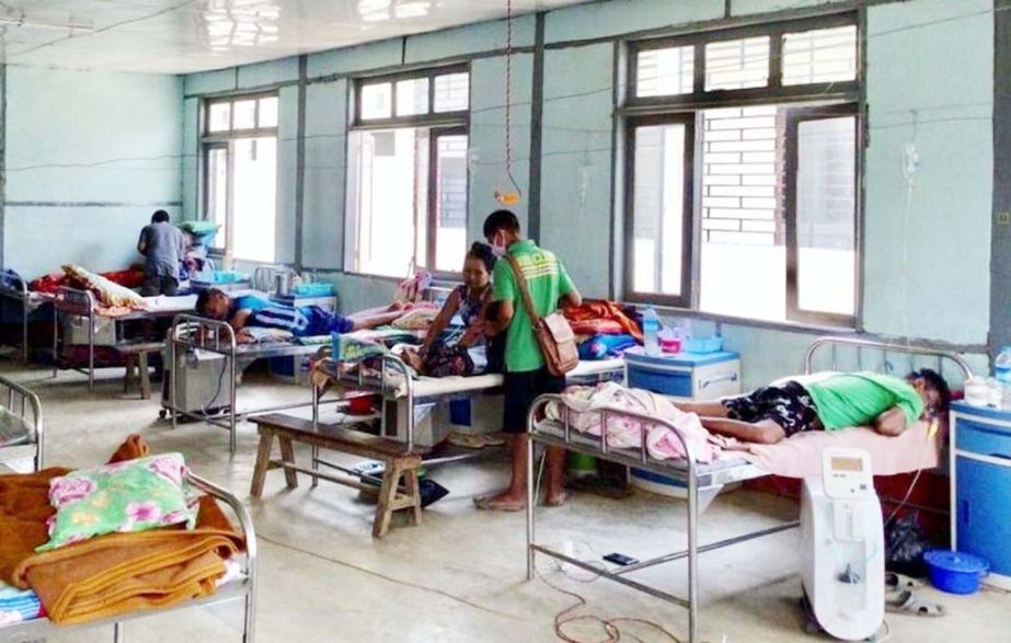 Covid-19 patients at a hospital in Cikha, Myanmar. Agency photo