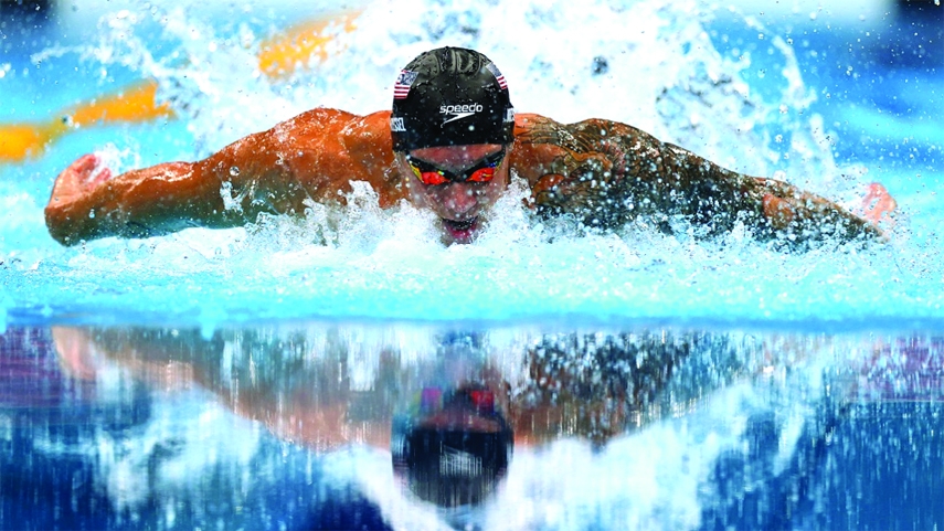 Caeleb Dressel of the United States of America in action during 100 metre butterfly of the swimming competition in the Tokyo Olympics on Saturday.