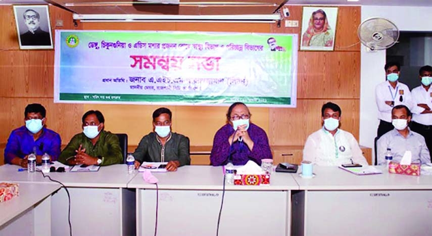 Mayor of Rajshahi City Corporation AHM Khairuzzaman Liton speaks at high-level coordination meeting with the authorities concerned including public representatives and health officials regarding the outbreaks of of dengue and Chikungunya in the city held