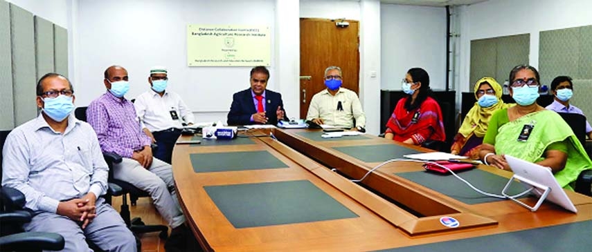 Chairman of Bangladesh Agricultural Development Corporation Dr. Amitav Sarkar speaks at the inauguration ceremony of "The Internal Research review & planning workshop-2021"" of Bangladesh Agricultural Research Institute through zoom platform on Saturday."