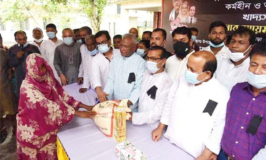 Sheikh Russel Krira Chakra Limited arranged distribution of the relief and study accessories with assistance of Bashundhara Group, marking the 91st birth anniversary of Bangamata Begum Fazilatunnesa Mujib.