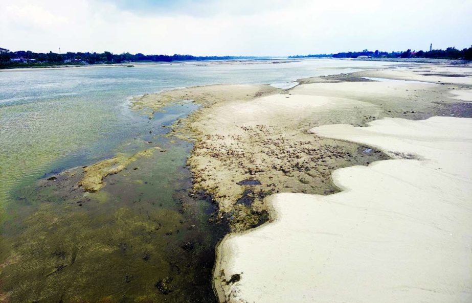 The Atrai River dries up even in the monsoon when some other parts in the country are flooded due to the impact of climate change. This photo was taken from Naogaon a week ago.