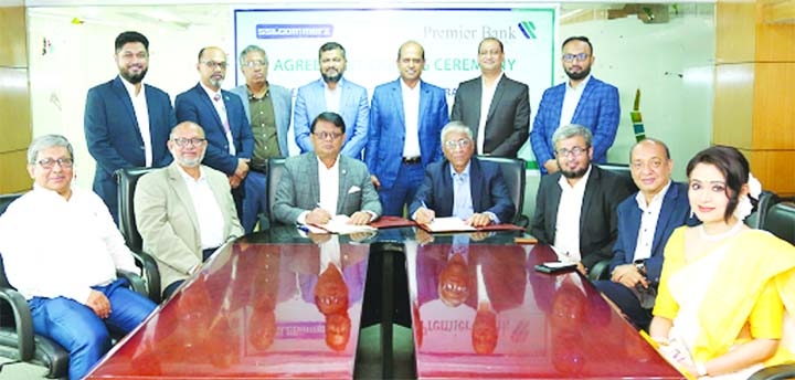 Premier Bank Limited and SSL Wireless signed an agreement for Digital Account Registration Service. M. Reazul Karim, Managing Director & CEO of Premier Bank Limited and Ahmed Kamal Choudhury, Advisor of SSL Wireless, pose for photo after signing the deal