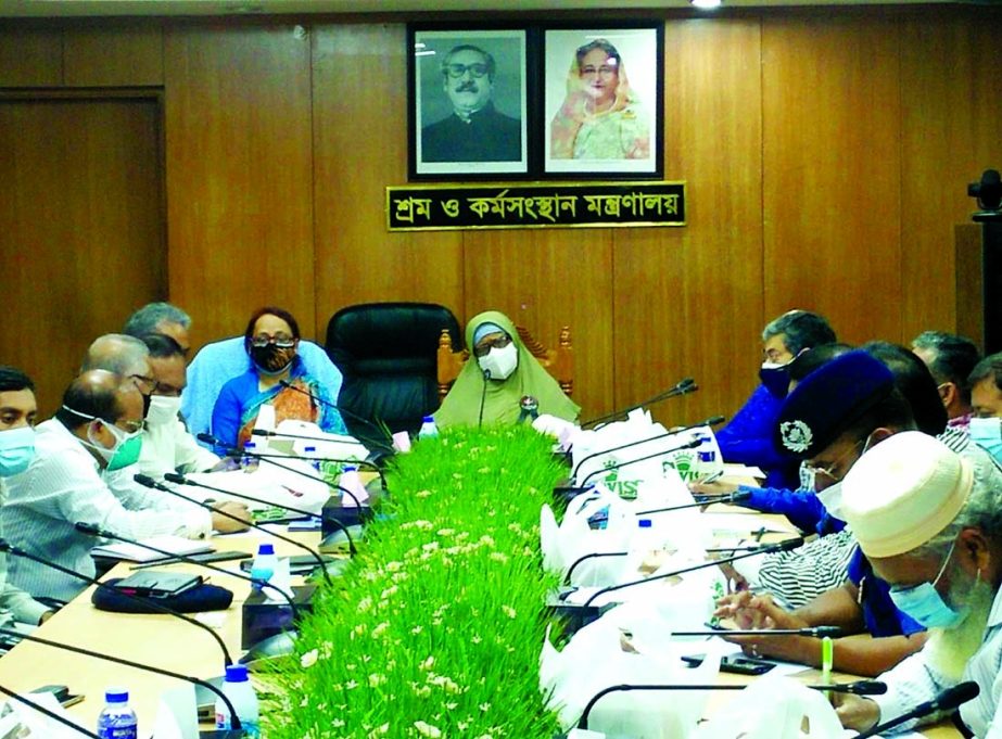 State Minister for Labour and Employment Begum Mannujan Sufian presides over the tripartite meeting between the Government and owners and workers of Style Craft Ltd. and Young One BD Ltd at the seminar room of the ministry on Thursday.