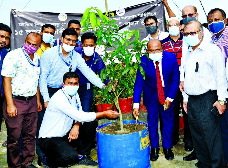 Kazi Alamgir, Managing Director and CEO of Bangladesh Development Bank Limited (BDBL), inaugurating the countrywide tree plantation program at the bank's premises on Thursday on the occasion of the National Mourning Day. Senior officials of the bank were