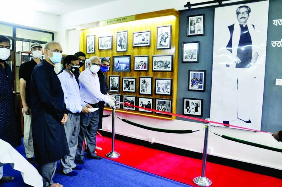 Vice-Chancellor of BUET Prof. Dr. Satya Prasad Majumdar, among others, inaugurates 'Liberation War and Bangabandhu Corner' at the library of Titumir Hall of BUET on Sunday marking the National Mourning Day and the 46th martyrdom anniversary of the Fathe