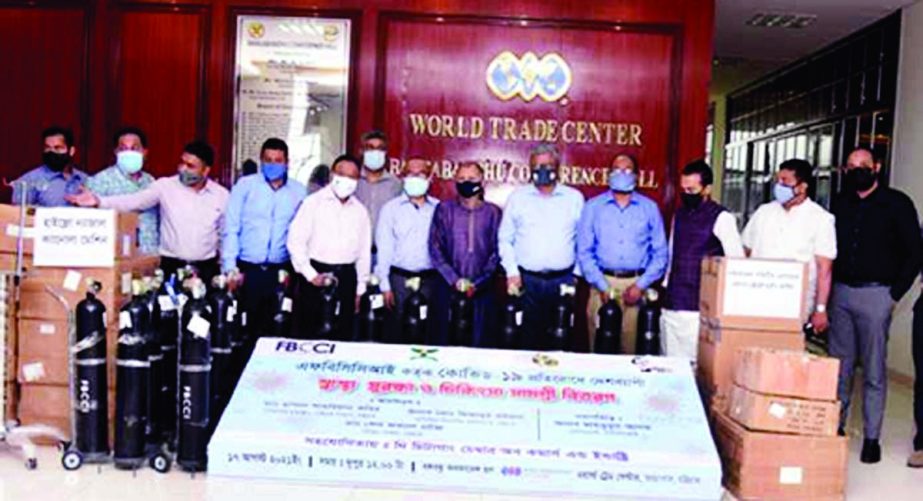 The Federation of Bangladesh Chambers of Commerce and Industry (FBCCI) and The Chittagong Chamber of Commerce and Industry (CCCI) provides health protection and medical equipment to the Chattogram Department of Health at a function held at Bangabandhu c