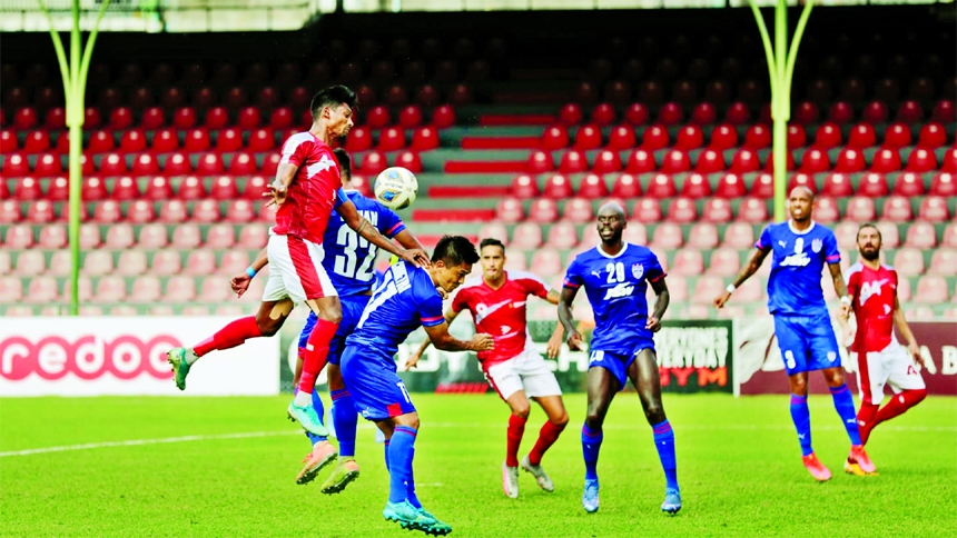 A view of AFC Cup football Group-D match between Bashundhara Kings and JSW Bengaluru FC at the National Football Stadium in Maldives on Saturday.