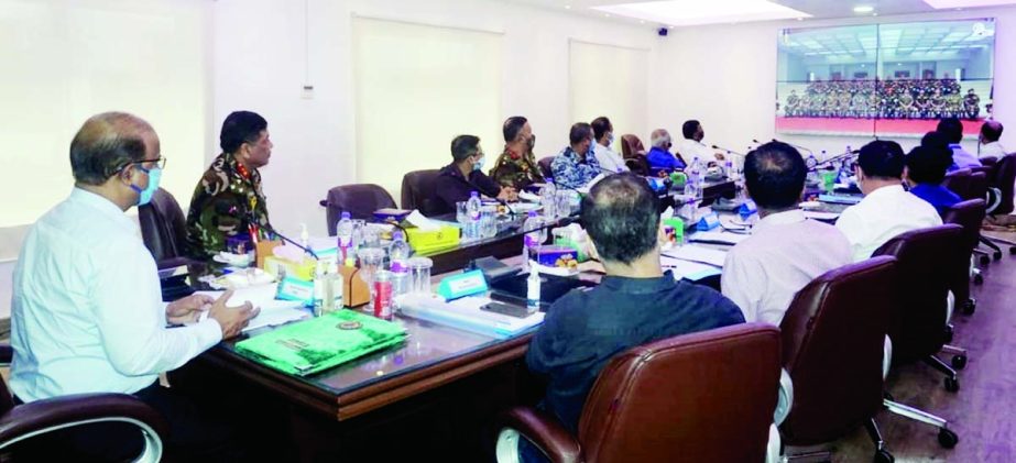 Senior Secretary of the Defence Ministry Dr. Abu Hena Mostofa Kamal presides over the meeting of Advisory Committee about BNCC Directorate at the conference room of BNCC on Thursday. ISPR photo