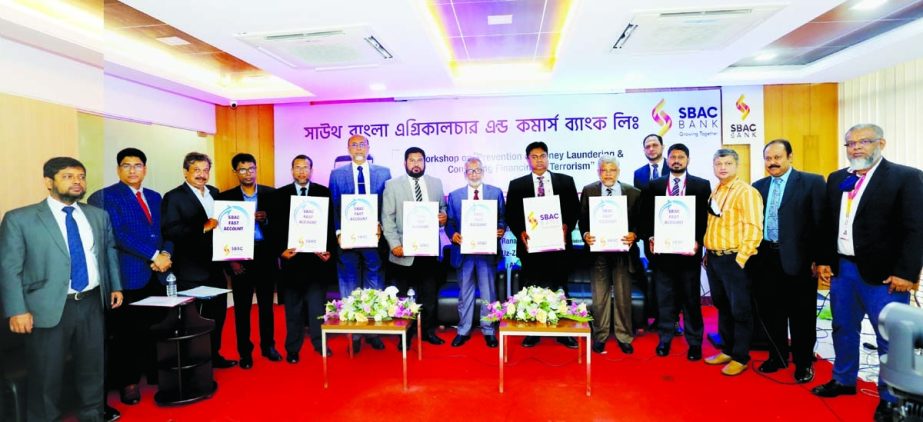 Md. Masud Biswas, Executive Director of Bangladesh Bank, inaugurates the `SBAC Fast Account' e-KYC solution' of South Bangla Agriculture and Commerce Bank (SBAC) Limited at the bank’s head office in the capital on Saturday as chief guest. Mosleh Uddin