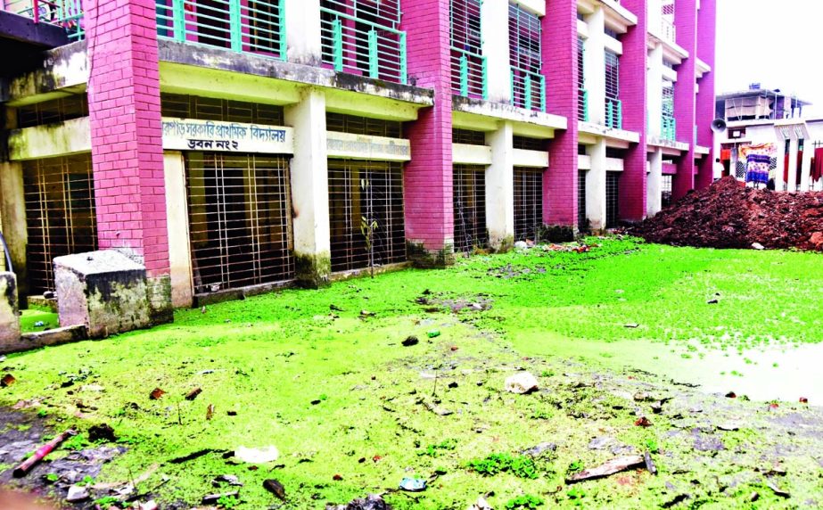 The playground next to Kazlarpar Govt Primary School Building in the capital is empty amid closure of educational institutions. NN photo