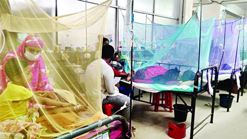 Number of dengue patients has been rising alarmingly in different parts of the country, including capital Dhaka. This photo was taken from Mitford Hospital in city on Monday.