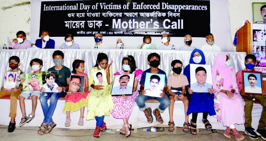 Mother's Call, a platform of the victim families of enforced disappearances, organises a programme marking the international day against enforced disappearances at the National Press Club in Dhaka on Monday. NN photo