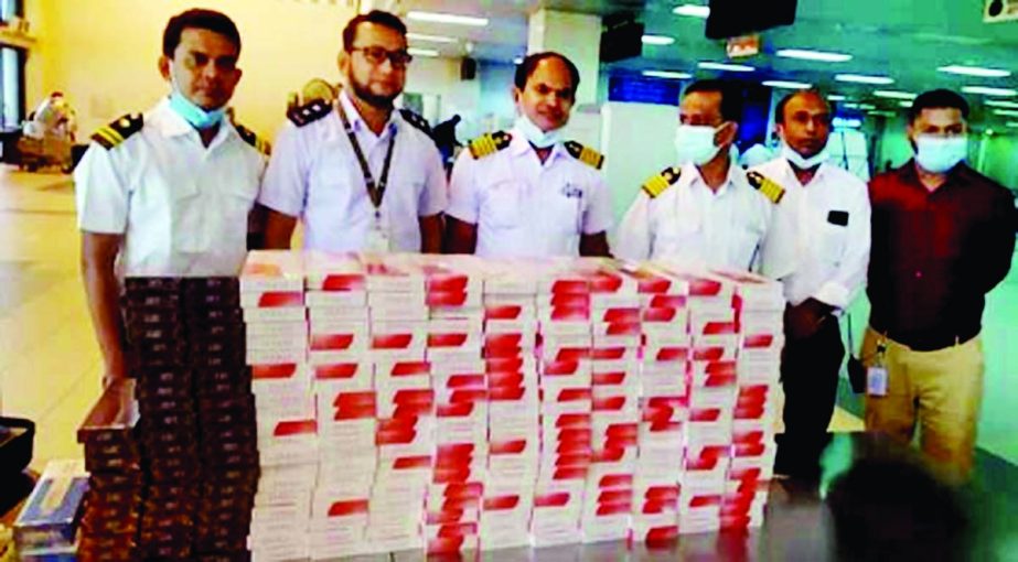 Foreign contraband cigarettes worth Tk 7 lakh 56 thousand have been seized from a passenger on a Biman Bangladesh Airlines flight came from Dubai at Shah Amanat International Airport on Tuesday. NN photo