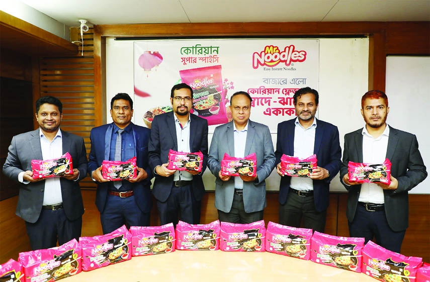 Eleash Mridha, Managing Director of Mr Noodles, inaugurates new flavoured noodles named 'Mr. Noodles Korean Super Spicy at its head office in the capital recently. High officials of the company were present.