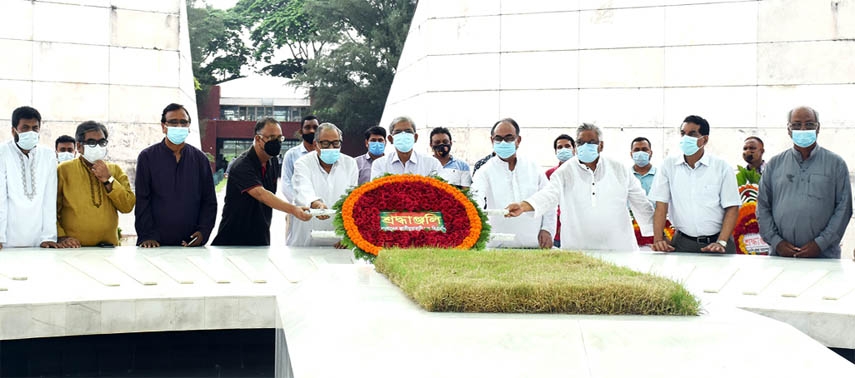 BNP Secretary General Mirza Fakhrul Islam Alamgir along with party colleagues pays floral tributes at the grave of late President Ziaur Rahman marking the 43rd founding anniversary of the party.
