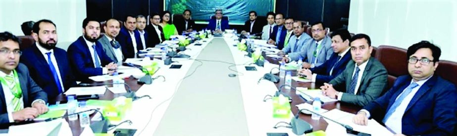 Md. Shafiul Azam, Managing Director & CEO of Modhumoti Bank Limited, presiding over the bank's "Business Review Meeting 2021" for Dhaka & nearby Dhaka Based-branches held at its head office in the capital on Saturday. Shahnawaj Chowdhury, DMD, Md. Shah