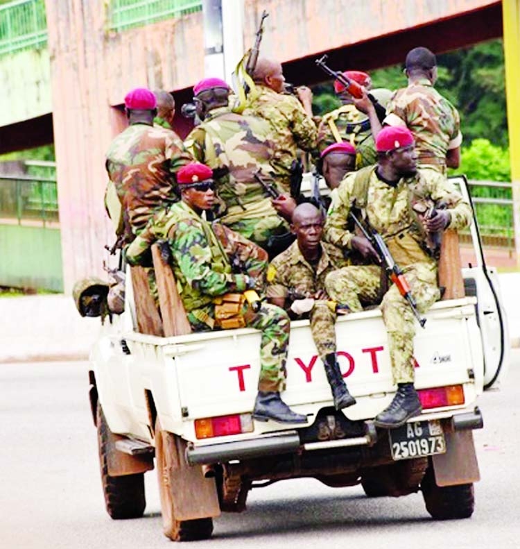 Army patrolling the Guinea capital city.