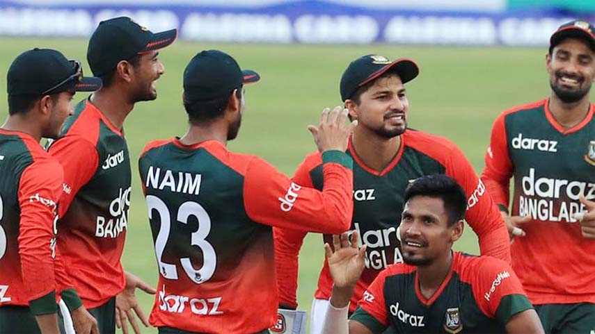 Players of Bangladesh T20 squad, which beat Australia and New Zealand recently.