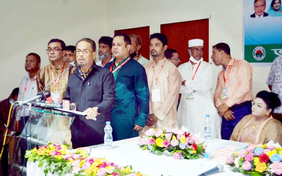 Jatiya Party Chairman GM Kader, MP speaks at the inaugural ceremony of the special meeting of Jatiya Juba Sanghati Central Committee in the auditorium of daily Jugantor Bhaban in the city on Saturday. NN photo