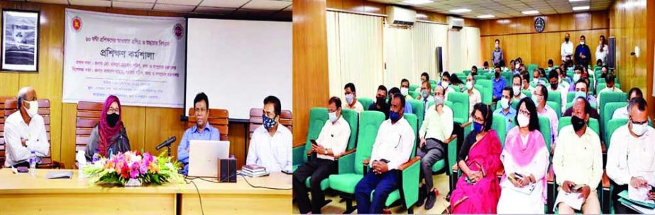Information and Broadcasting Secretary Md Mokbul Hossain speaks at a training workshop on annual action performance at Information Department in the capital on Monday. NN photo