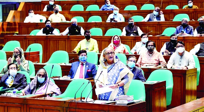 Prime Minister Sheikh Hasina speaks at the concluding session of the 14th session of the eleventh Parliament on Thursday