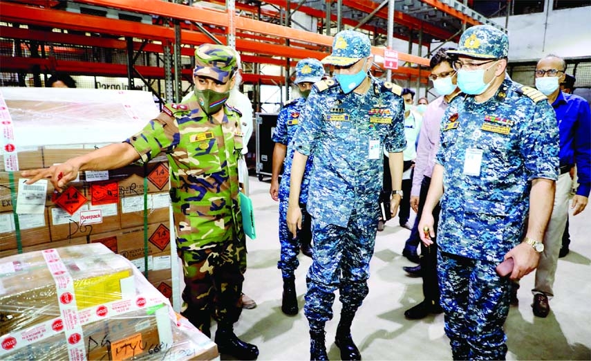 Bangladesh National Authority and Experts of Chemical Weapons Convention visit dangerous cargo/ chemical godown at Hazrat Shajalal International Airport in the city on Thursday.