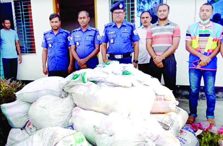 River Police seizes illegal fishing nets worth Tk. 1 crore at Mehendiganj upazila of Barishal.