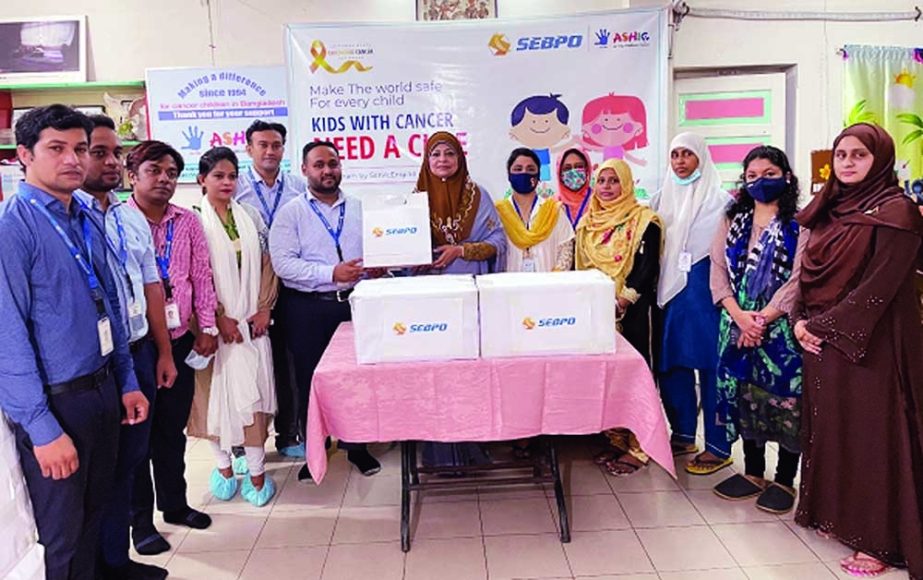 SEBPO (ServicEngine Ltd.) a leading outsourcing company and sister concern of Abdul Monem group, donates medicine, surgical Items, dressing materials and micro burette Set to the "ASHIC, Foundation for Childhood Cancer" on Thursday as a part of CSR prog