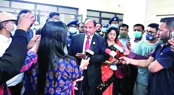 Railway Minister Nurul Islam Sujon speaks with the journalists regarding the CRB at the Chittagong Circuit House on Friday.