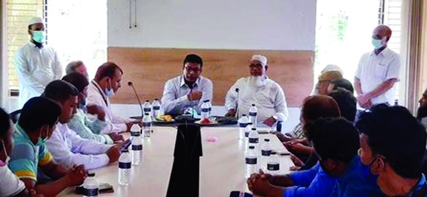 Newly joined Upazila Nirbahi Officer of Gazipur's Kapasia AKM Golam Morshed Khan speaks at a view exchange meeting with local journalists in the meeting room of the Upazila Parishad on Wednesday.