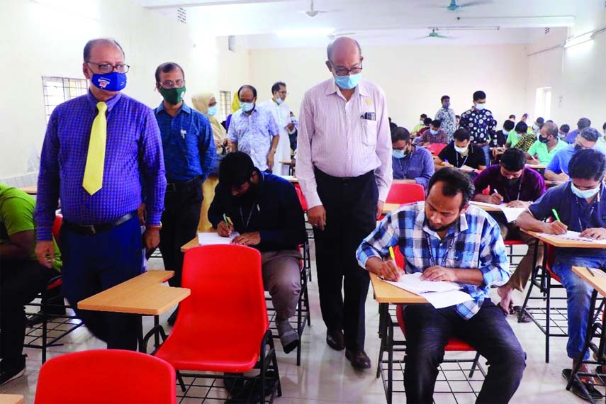 Vice-Chancellor of Bangladesh Open University Prof Dr Sayed Humayun Akhter is seen visiting BABSS examination-2019 at Govt Bangla College, Sheikh Borhanuddin College, Rajdhani high School in the capital recently. Vice-Chancellor also visited food and nut