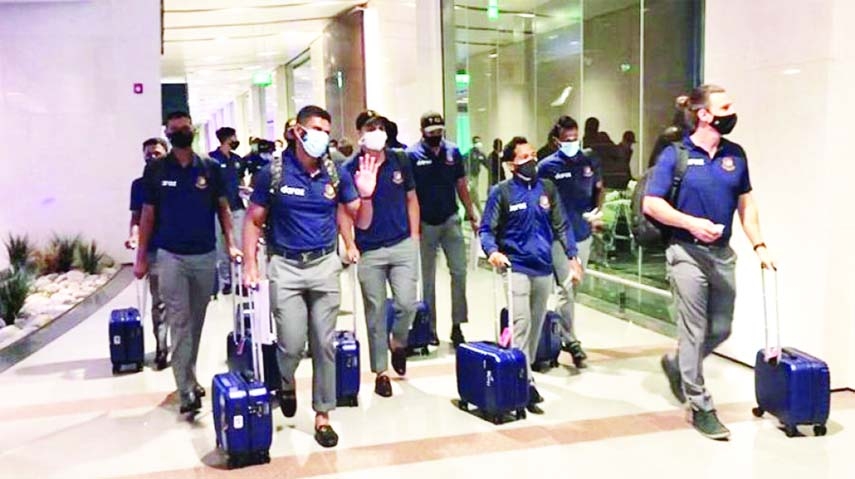 Members of Bangladesh Cricket team reach Muscat, the capital city of Oman, in the early morning of Monday.