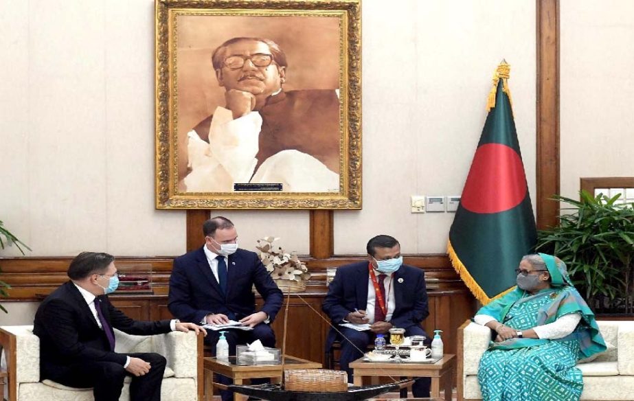 Prime Minister Sheikh Hasina meets Director General of Rosatom State Atomic Energy Corporation of Russia Alexey Likhachev at her official residence Ganobhaban. Photo:PID