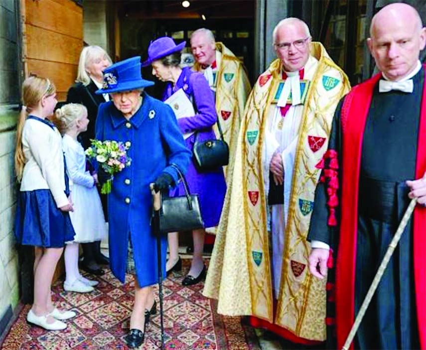 Queen Elizabeth II, 95, has not used a walking stick at a major public event before.